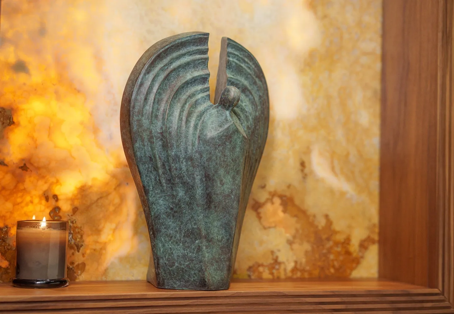 Pulvis Art Urns Guardian urna cineraria in bronzo patina verde