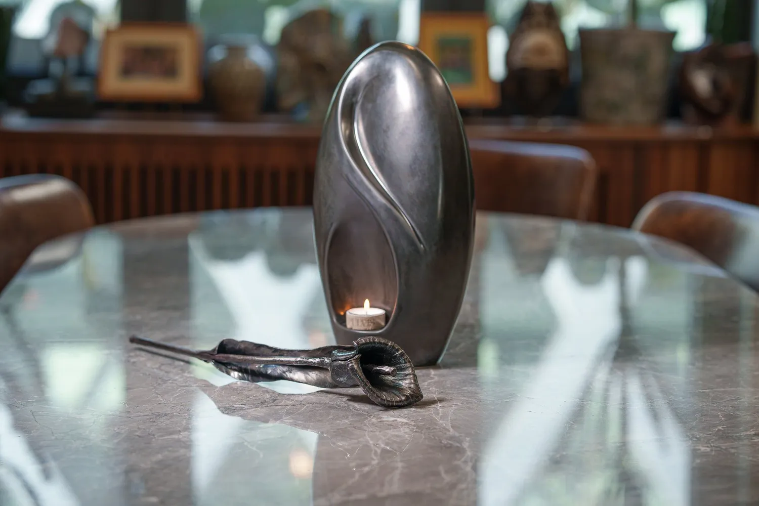 Pulvis Art Urns Fiore di Calla in ferro battuto a mano commemorativo
