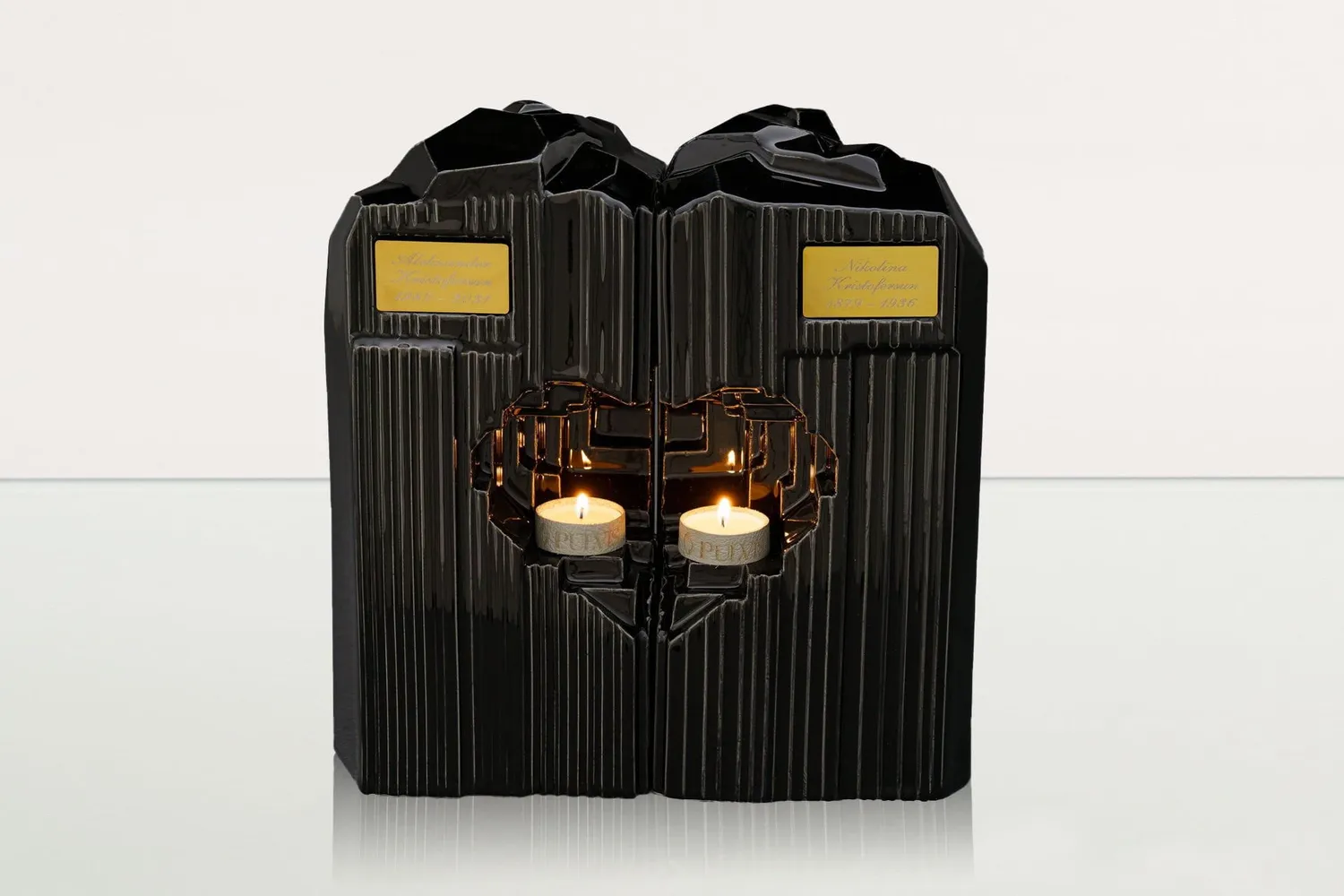 Pulvis Cuore HE-C urna doppia in ceramica con candela