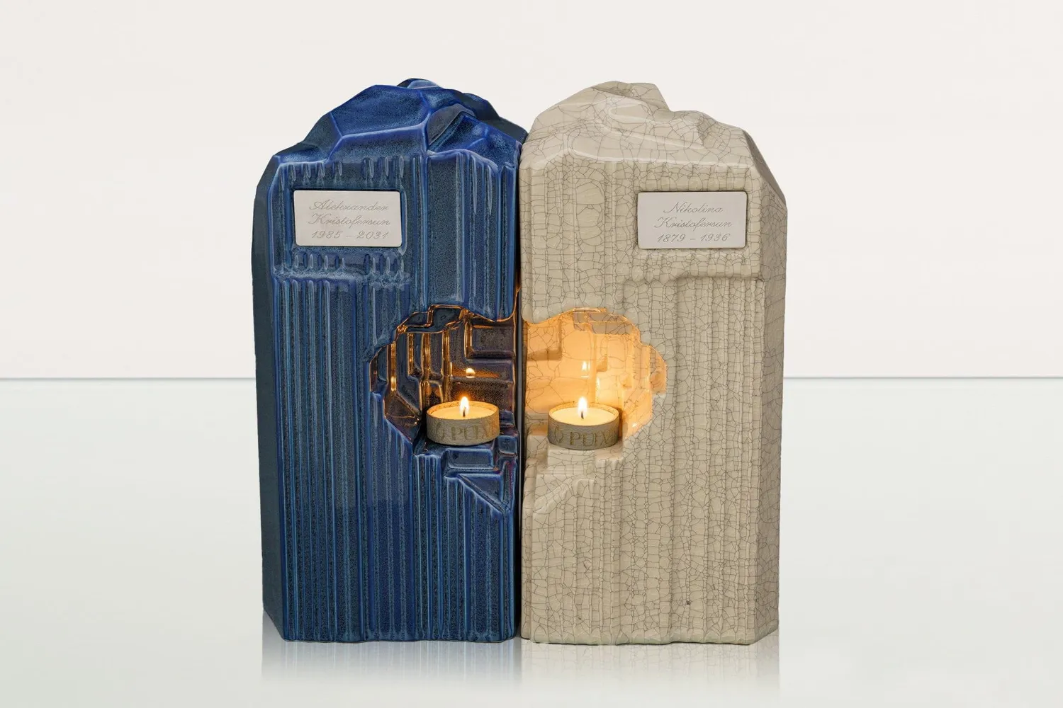 Pulvis Cuore HE-C urna doppia in ceramica con candela