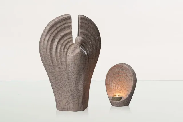 Pulvis Art Urns Guardian set urna cineraria grande e urna ricordo in ceramica