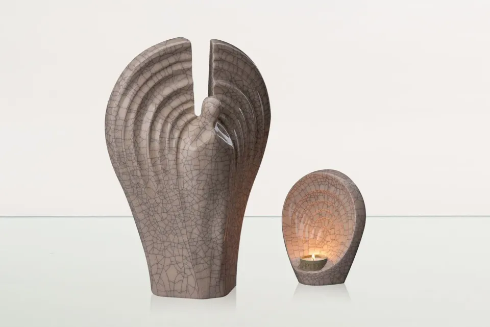 Pulvis Art Urns Guardian set urna cineraria grande e urna ricordo in ceramica