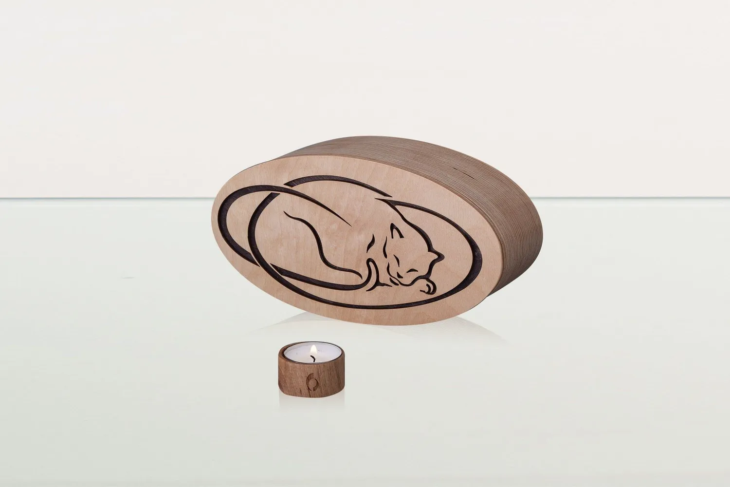 Pulvis Art Urns Gatto a riposo RES-WOOD urna legno