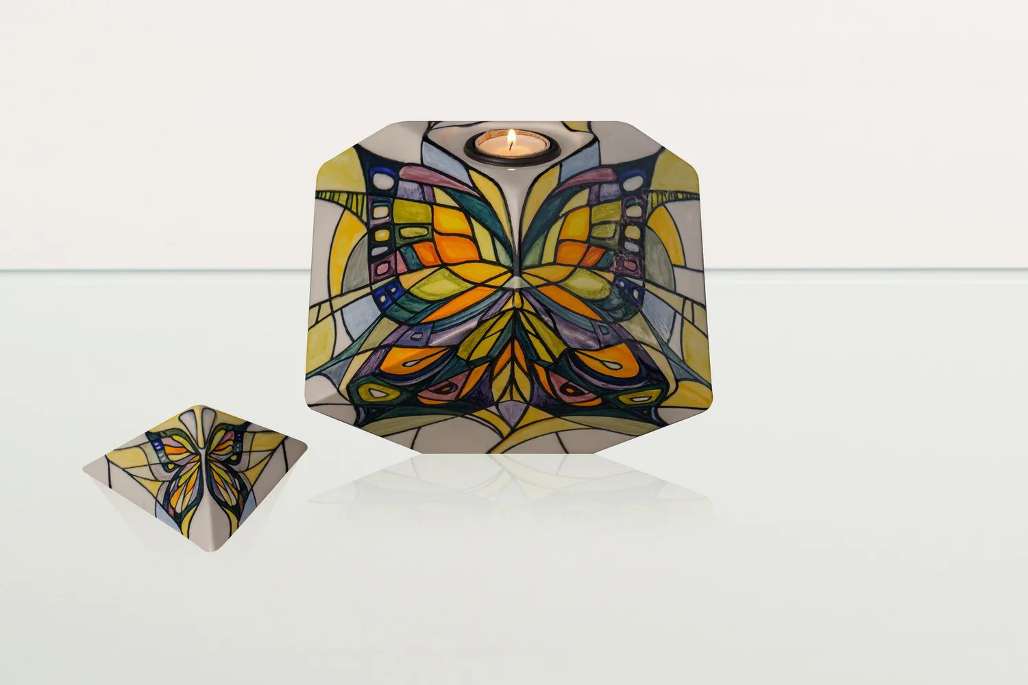 Pulvis Art Urns Abstract Butterfly AB-L urna cineraria grande in ceramica