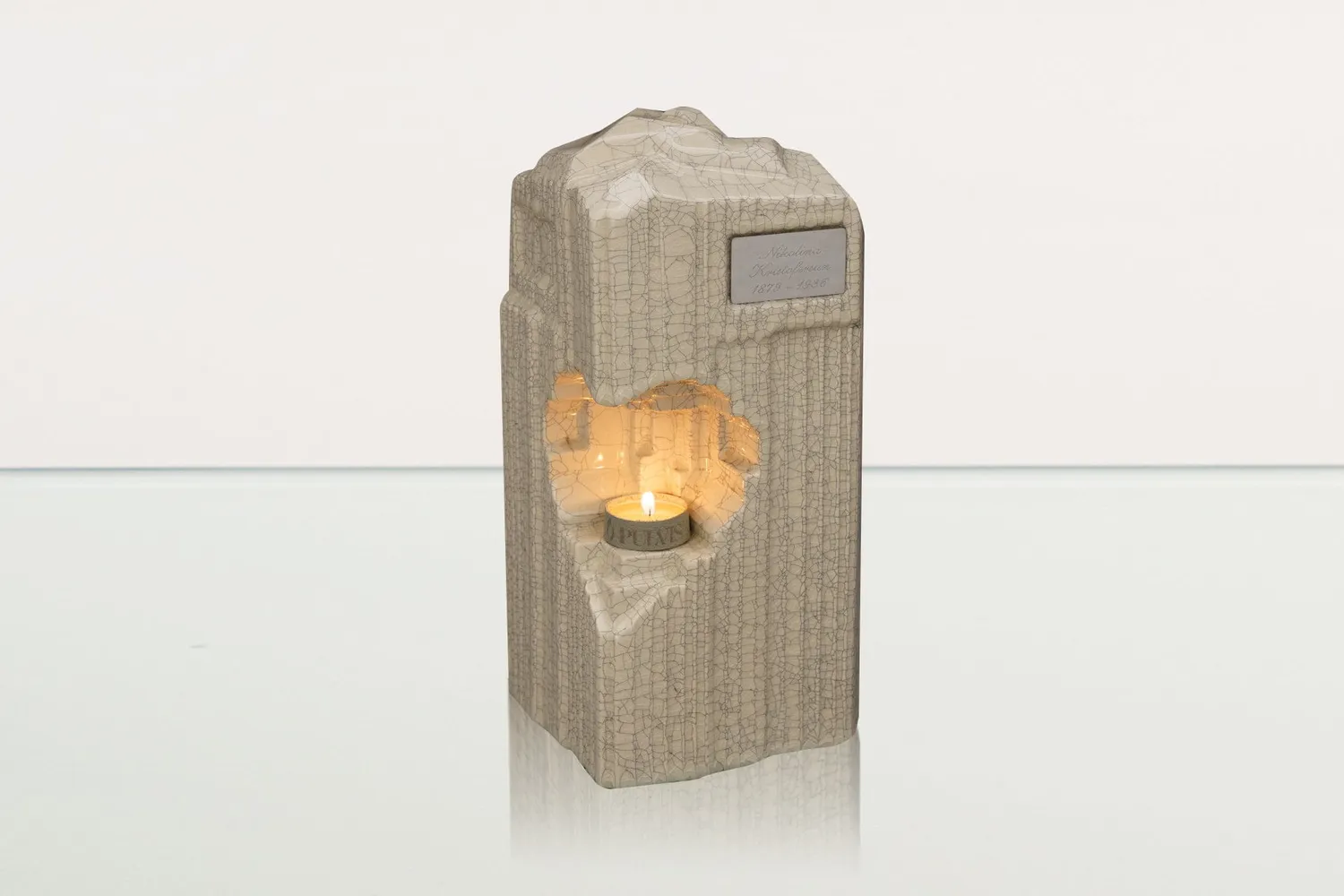 Pulvis Heart HE-L-45 urna cineraria ceramica con candela