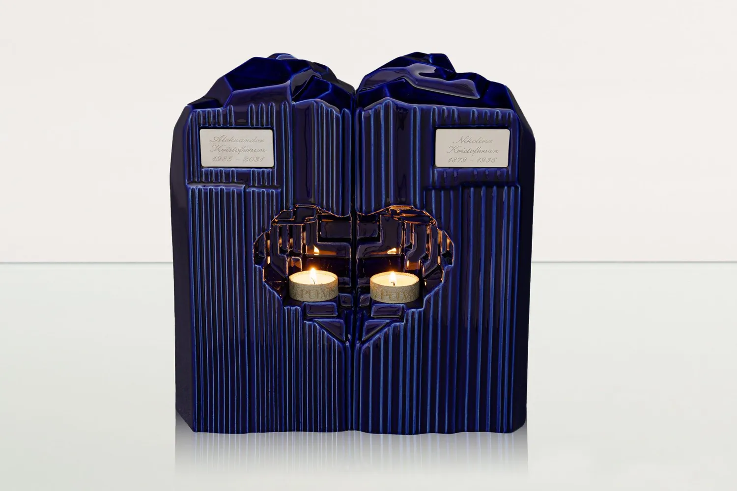 Pulvis Cuore HE-C urna doppia in ceramica con candela