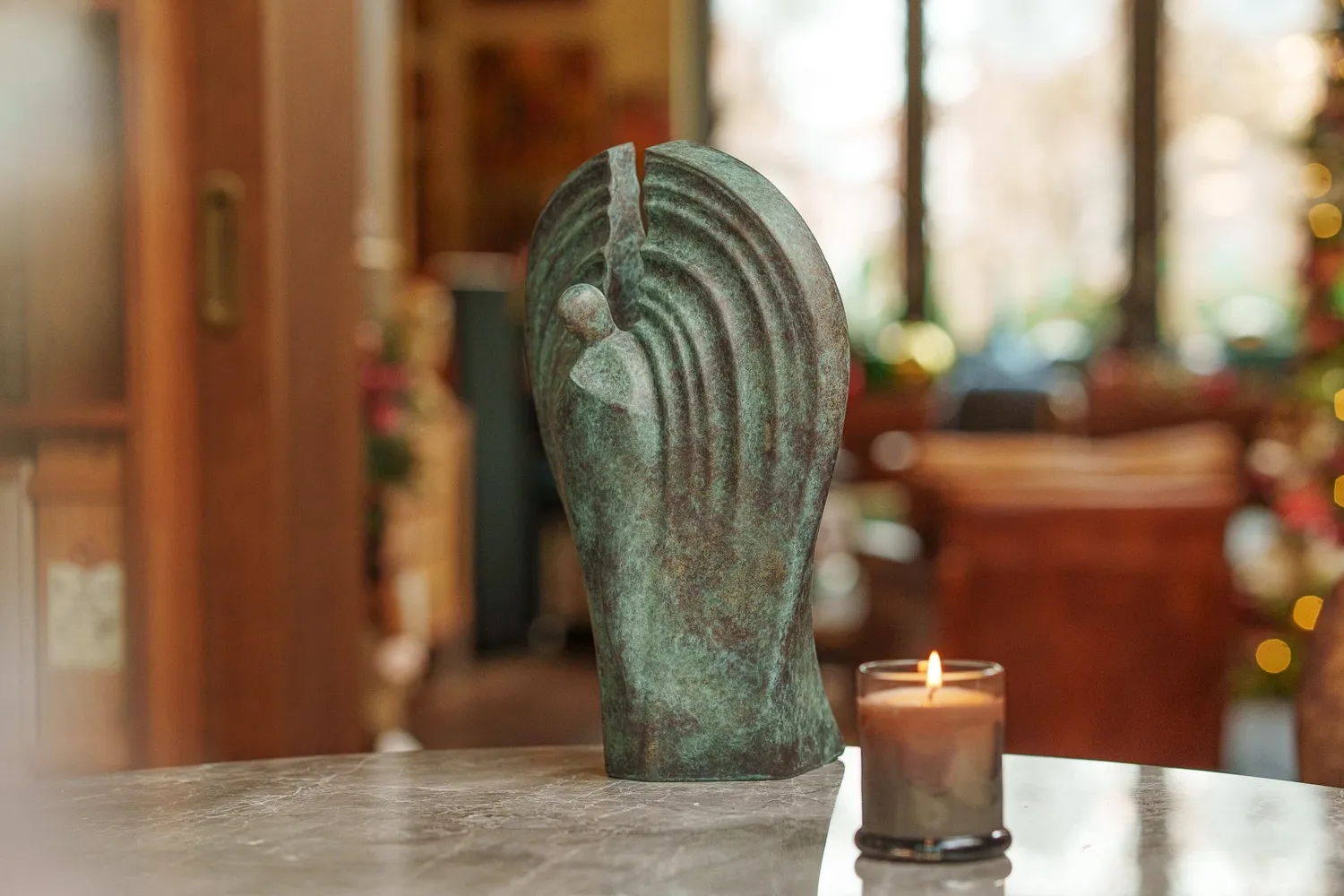 Pulvis Art Urns Guardian urna cineraria in bronzo patina verde
