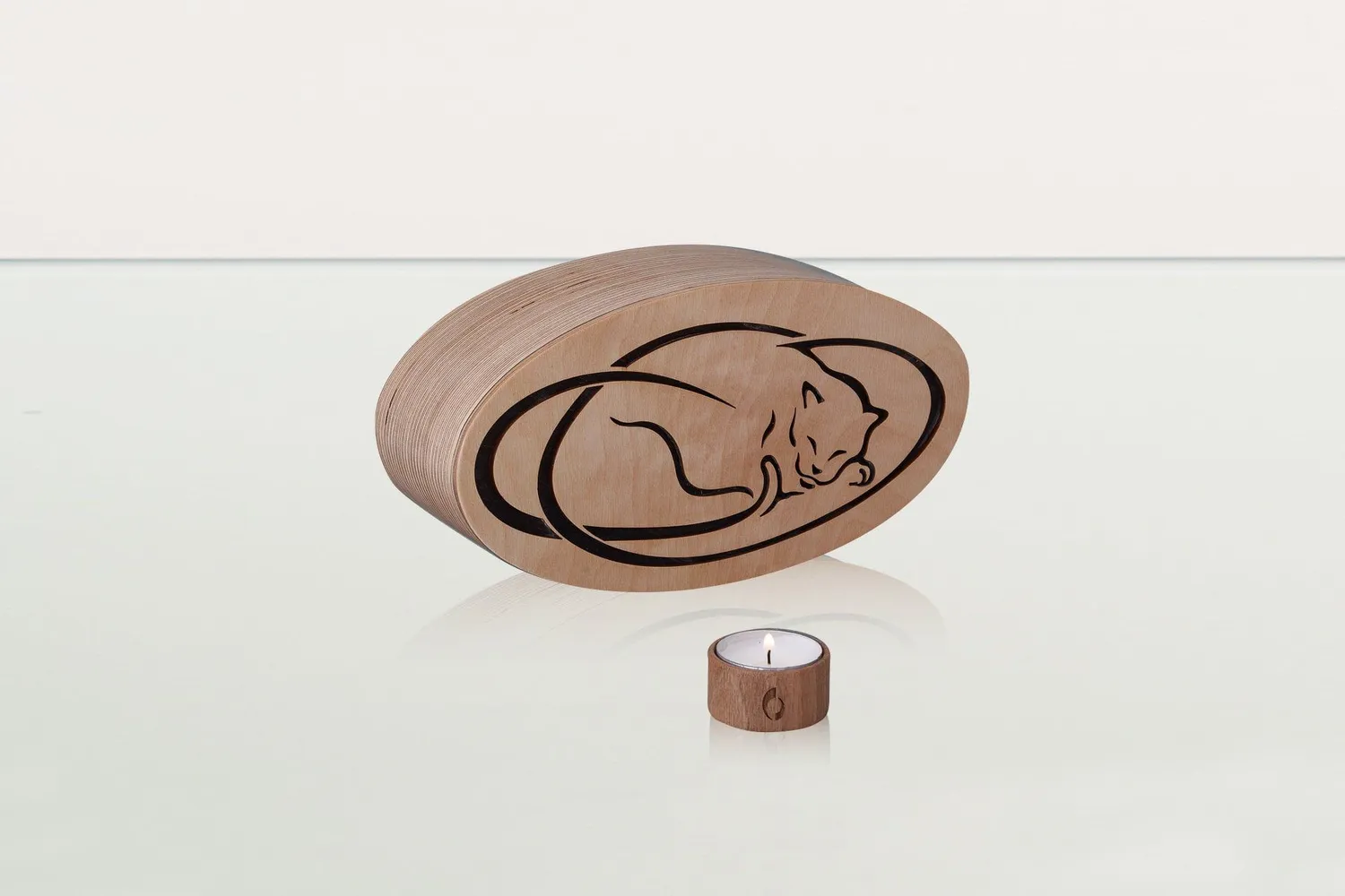 Pulvis Art Urns Gatto a riposo RES-WOOD urna legno