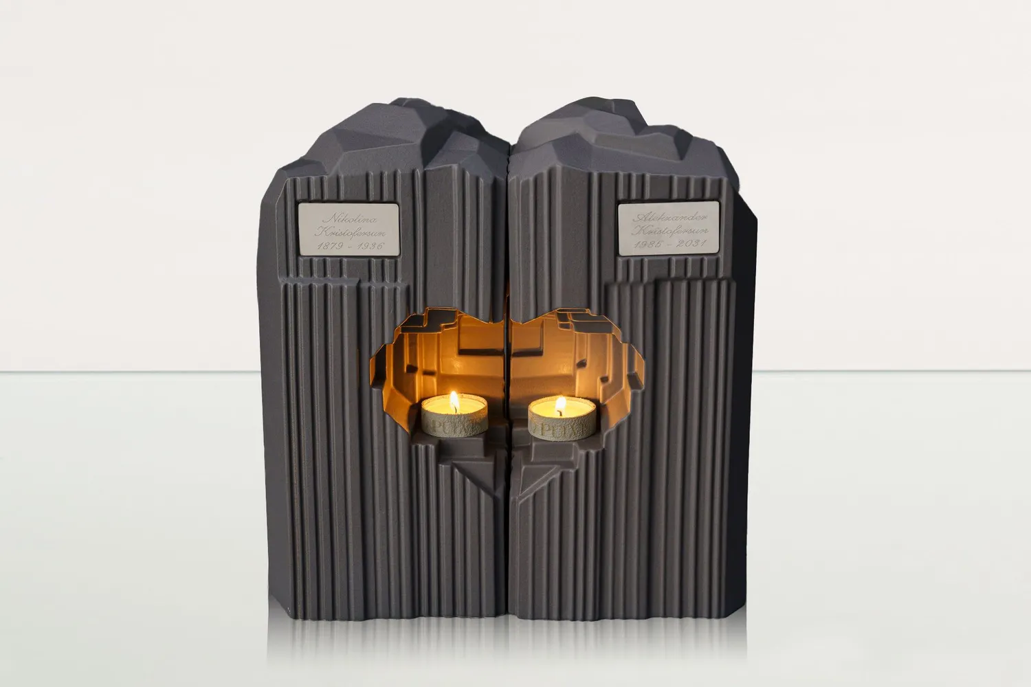 Pulvis Cuore HE-C urna doppia in ceramica con candela