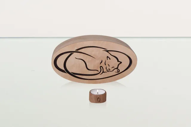 Pulvis Art Urns Gatto a riposo RES-WOOD urna legno