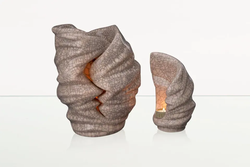 Pulvis Light set urna cineraria grande e ricordo in ceramica