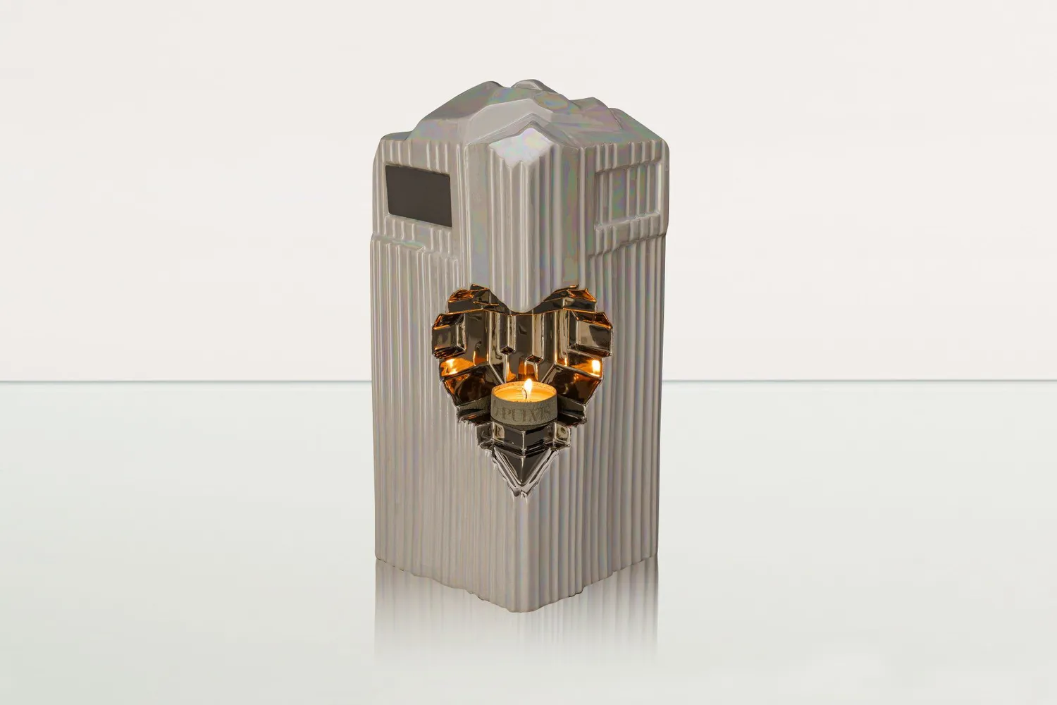 Pulvis Heart HE-L-45 urna cineraria ceramica con candela