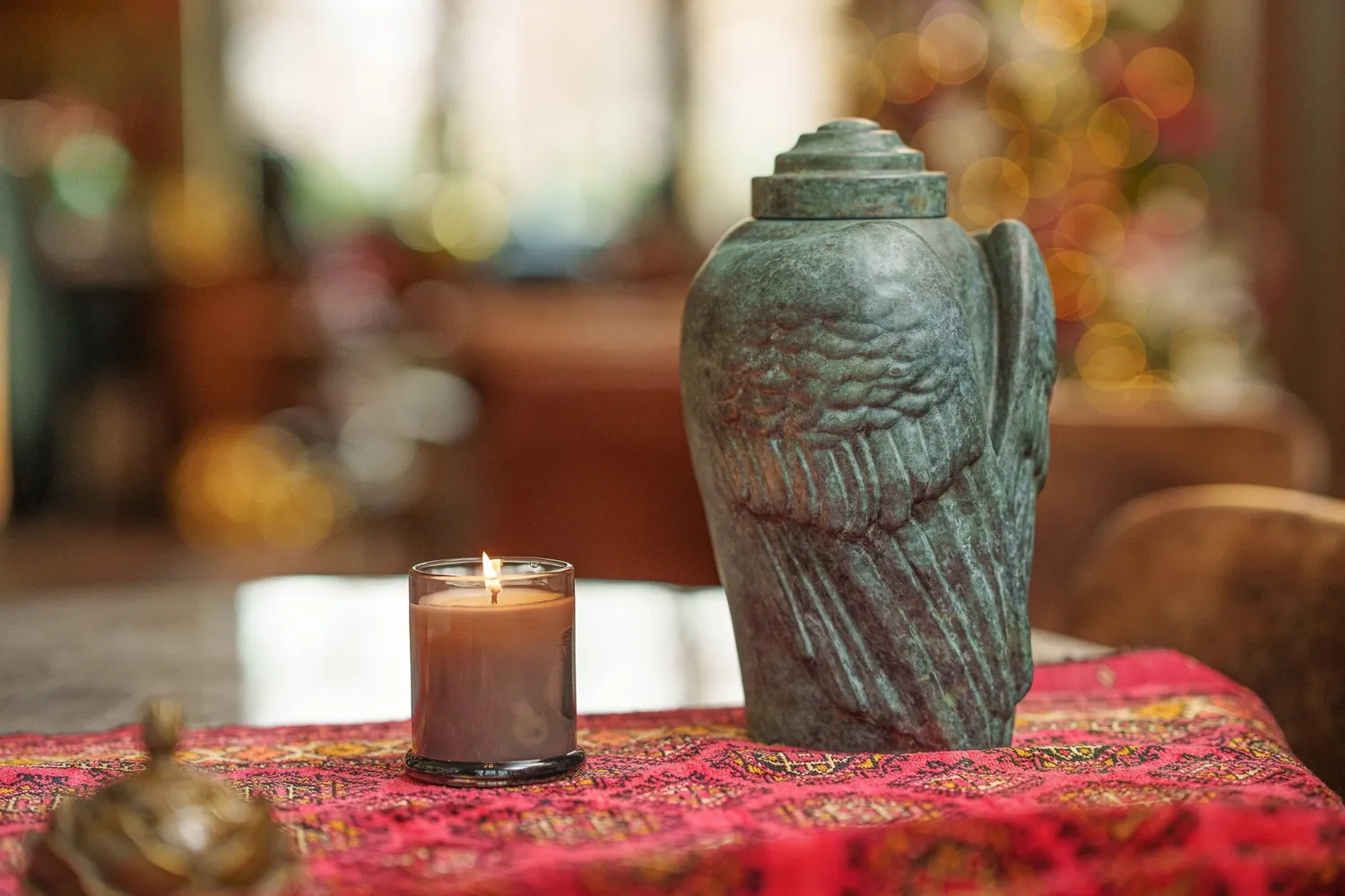 Pulvis Art Urns Wings urna cineraria in bronzo patina verde 3,1 L